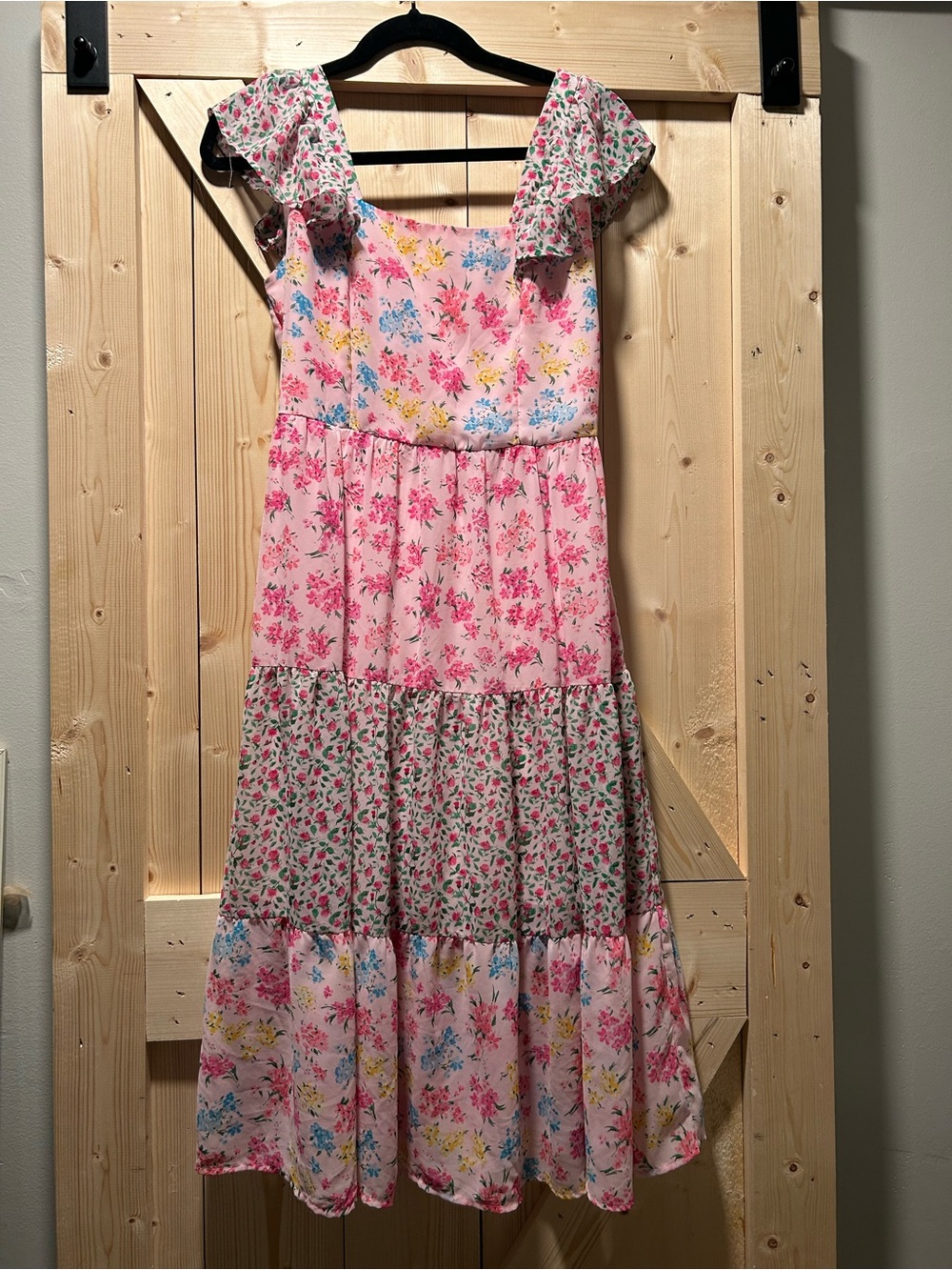 Chenault Pink Floral Mixed-Tier Dress